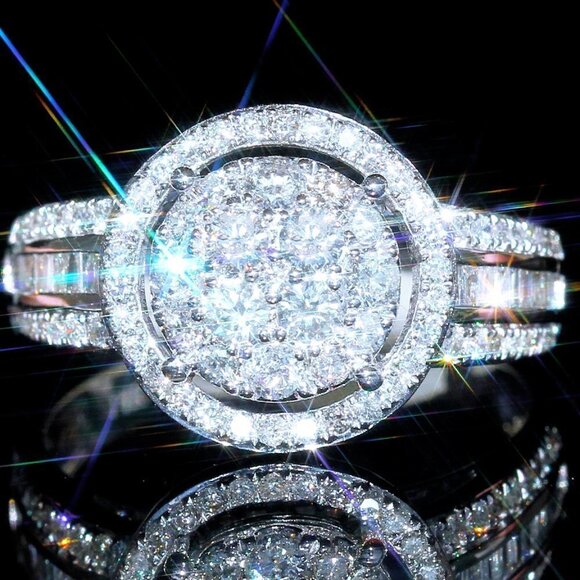 🎁 Three Layer Super Big Round Luxury Wedding Rings for Women, PD154 - Picture 2 of 8